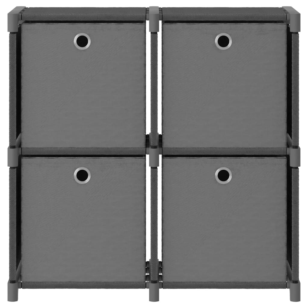 Estantería de 4 cubos con cajas de tela gris 69x30x72,5 cm