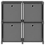 Estantería de 4 cubos con cajas de tela gris 69x30x72,5 cm