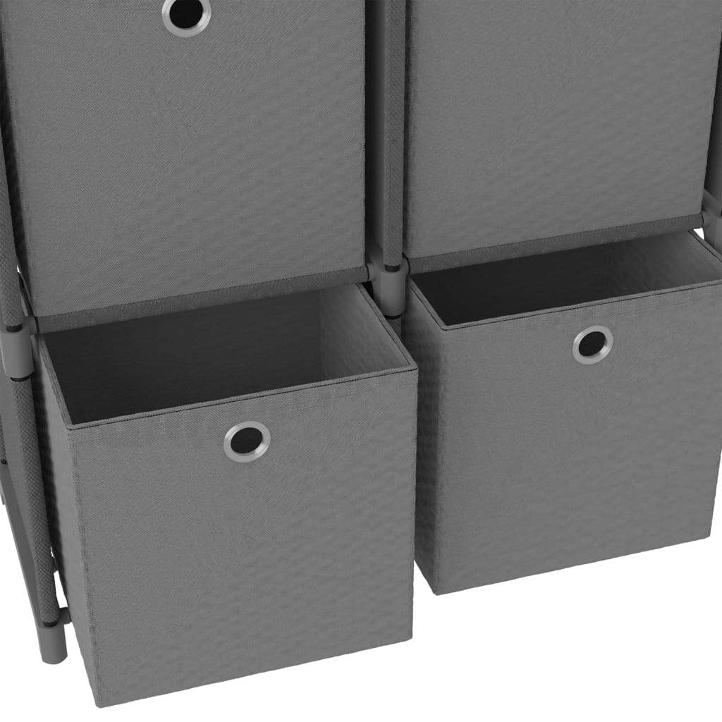 Estantería de 4 cubos con cajas de tela gris 69x30x72,5 cm