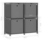 Estantería de 4 cubos con cajas de tela gris 69x30x72,5 cm