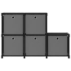 Estantería de 5 cubos con cajas de tela negro 103x30x72,5 cm