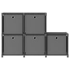 Estantería de 5 cubos con cajas tela gris 103x30x72,5 cm