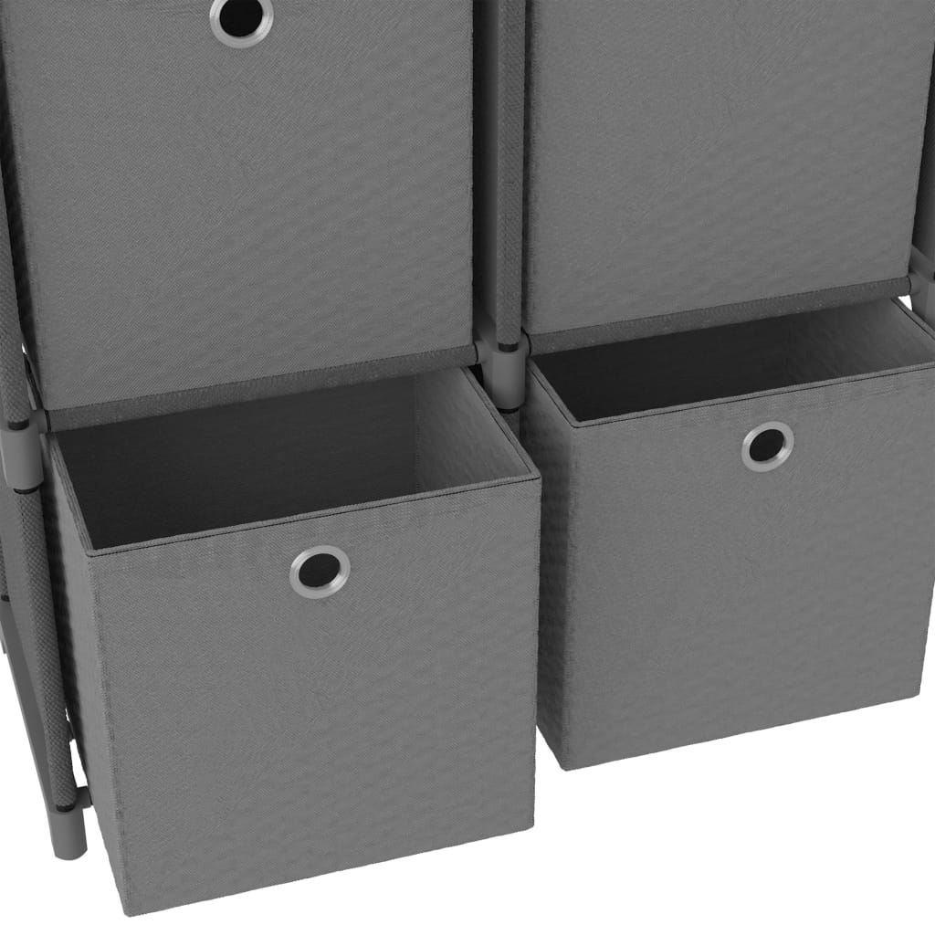 Estantería de 5 cubos con cajas tela gris 103x30x72,5 cm