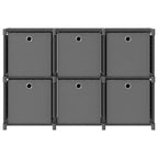 Estantería de 6 cubos con cajas de tela gris 103x30x72,5 cm