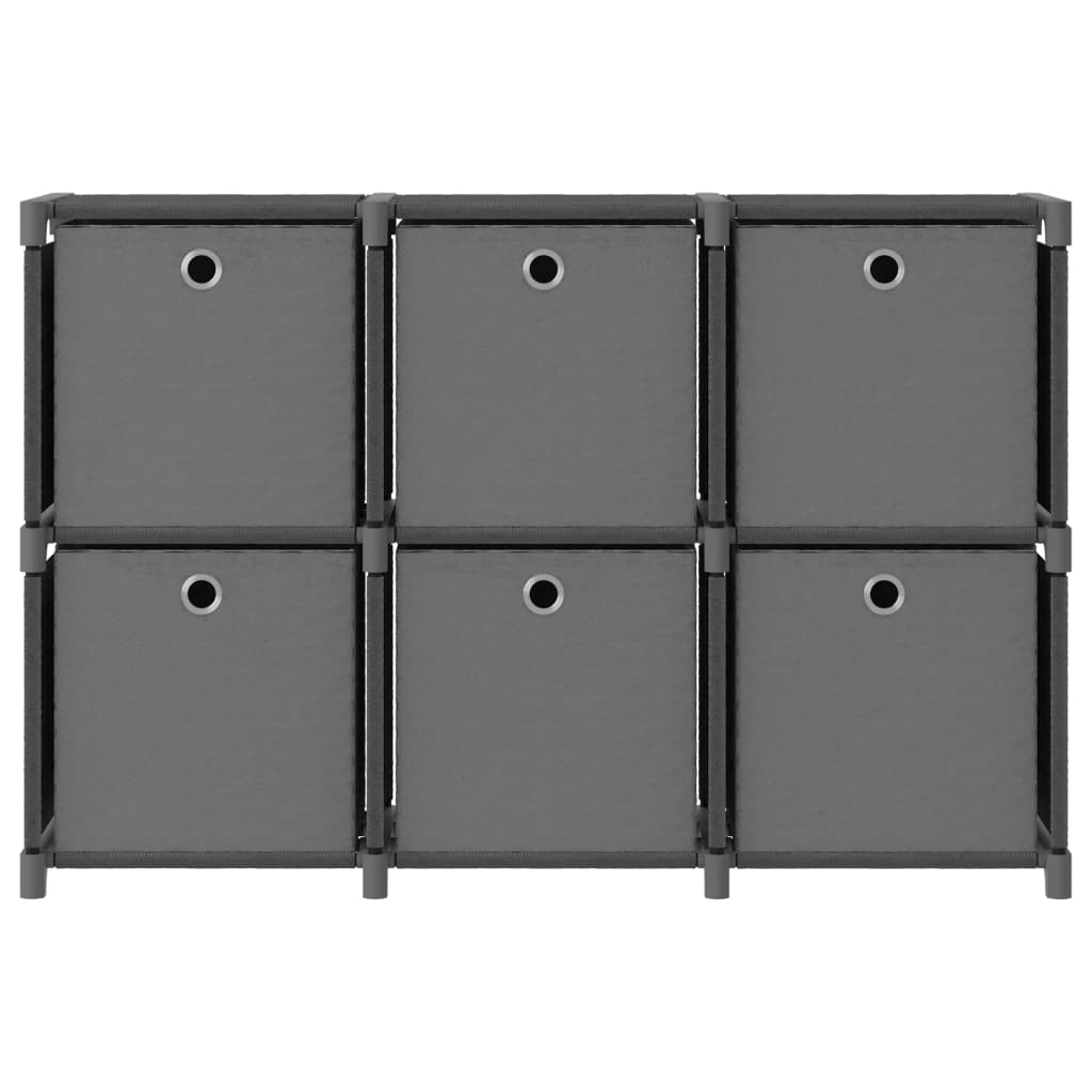 Estantería de 6 cubos con cajas de tela gris 103x30x72,5 cm