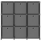 Estantería de 9 cubos con cajas de tela gris 103x30x107,5 cm