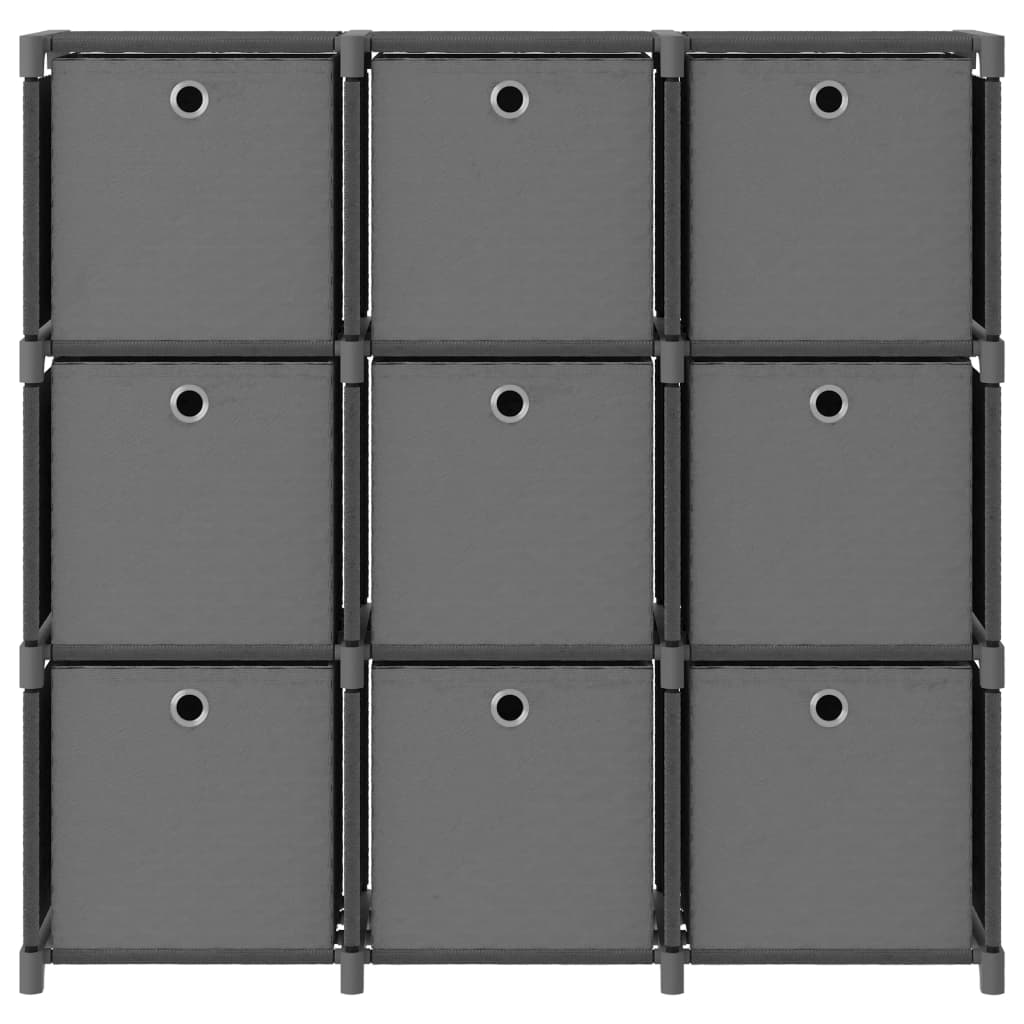 Estantería de 9 cubos con cajas de tela gris 103x30x107,5 cm