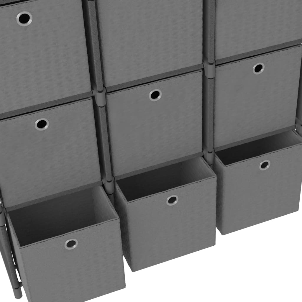 Estantería de 9 cubos con cajas de tela gris 103x30x107,5 cm
