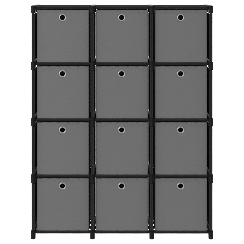 Estantería de 12 cubos con cajas tela negra 103x30x141 cm