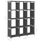 Estantería de 12 cubos de tela gris 103x30x141 cm