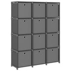 Estantería de 12 cubos con cajas tela gris 103x30x141 cm