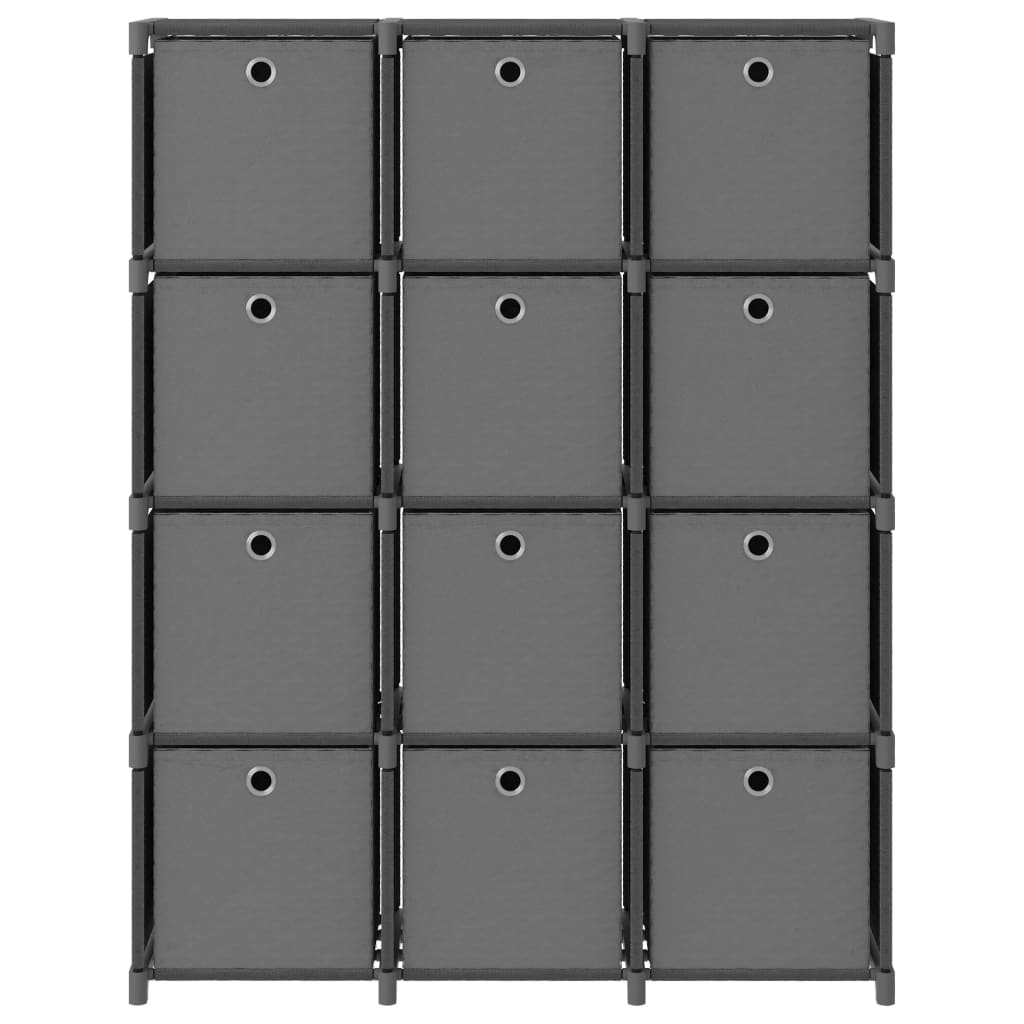 Estantería de 12 cubos con cajas tela gris 103x30x141 cm