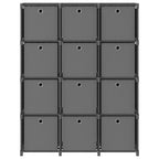 Estantería de 12 cubos con cajas tela gris 103x30x141 cm