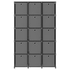 Estantería de 15 cubos con cajas de tela gris 103x30x175,5 cm