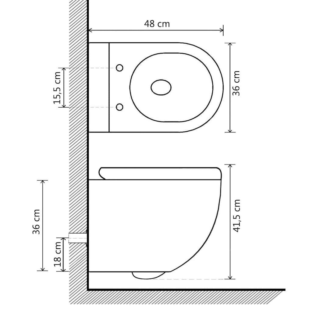 Inodoro WC de pared sin bordes cisterna oculta cerámica blanco