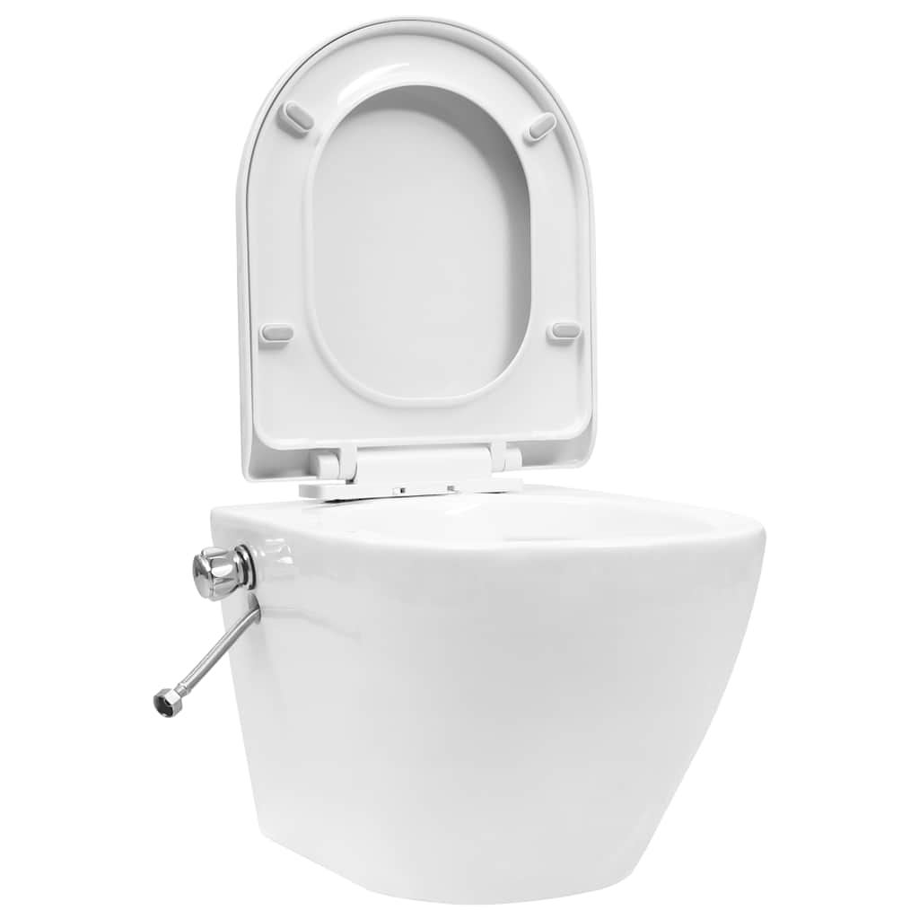 Inodoro WC de pared sin bordes cisterna oculta cerámica blanco