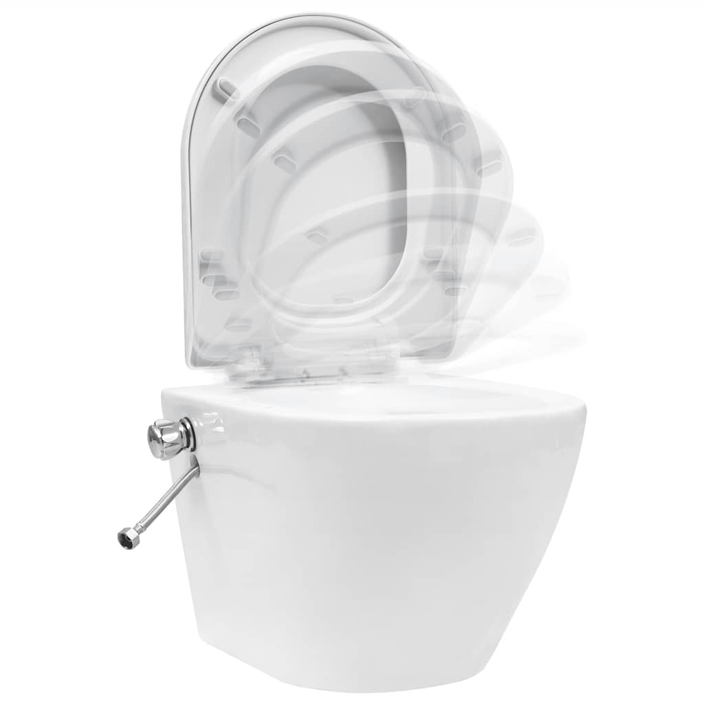 Inodoro WC de pared sin bordes cisterna oculta cerámica blanco