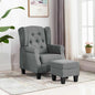 Cream fabric armchair with footrest