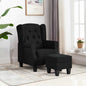 Cream fabric armchair with footrest