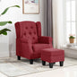 Cream fabric armchair with footrest