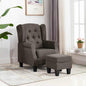 Cream fabric armchair with footrest