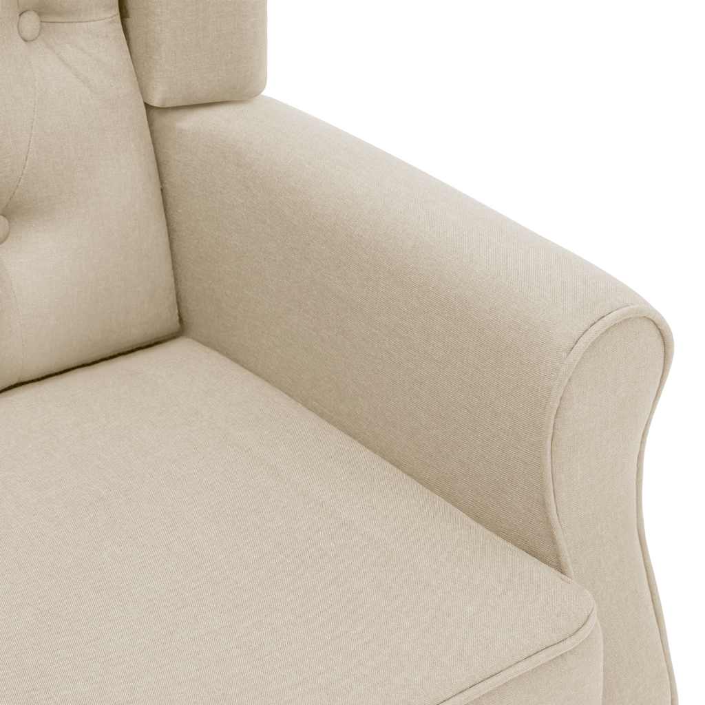 Sillón con reposapiés de tela crema