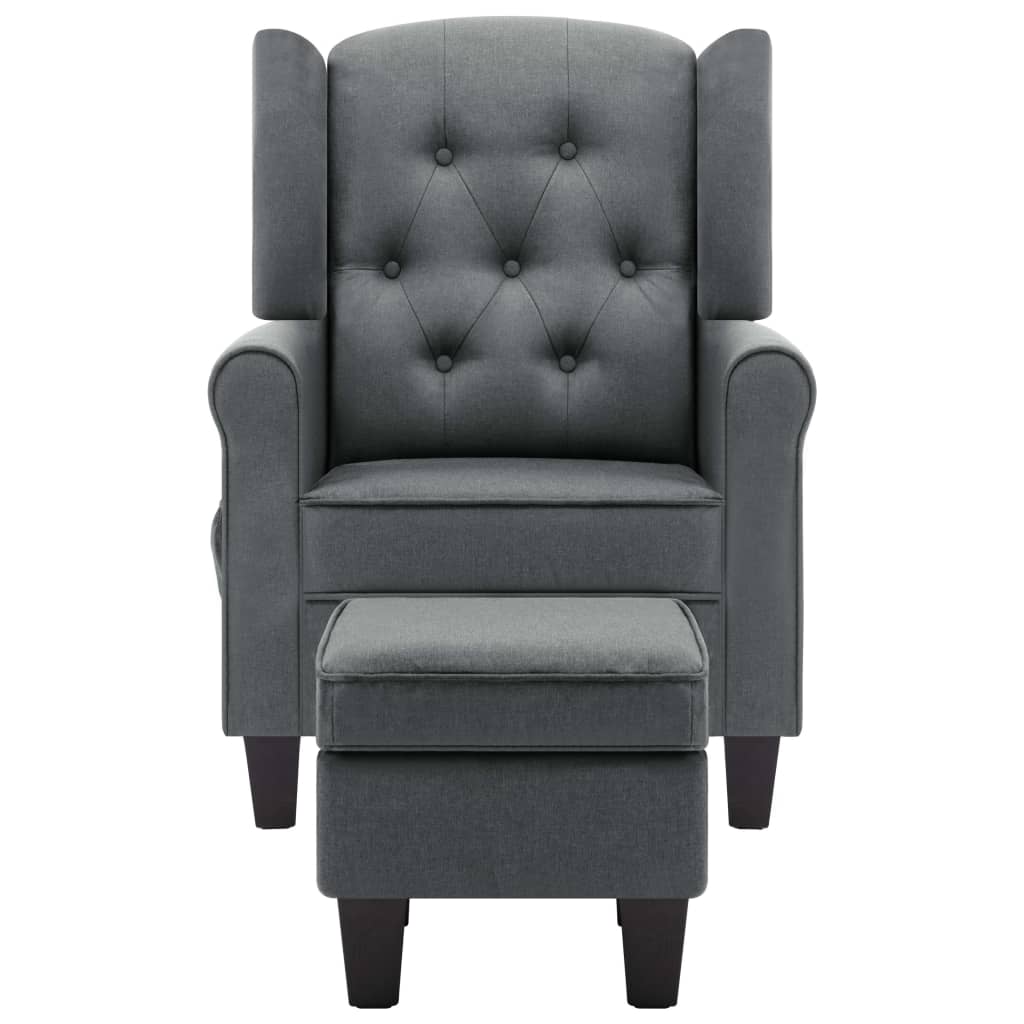 Sillón de masaje con reposapiés tela gris claro