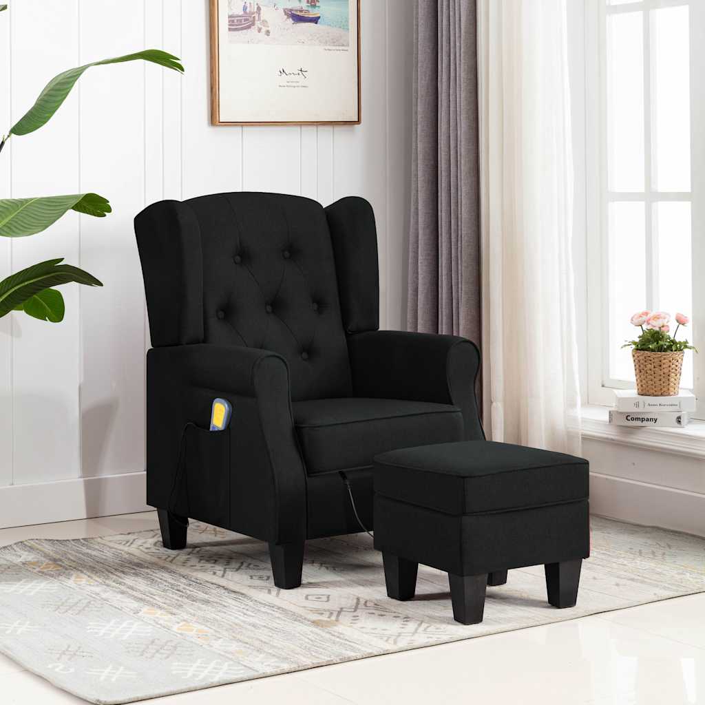 Sillón de masaje con reposapiés tela gris claro