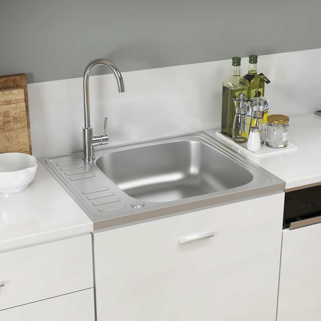 Fregadero de cocina con escurridor acero inox 1000x600x155 mm