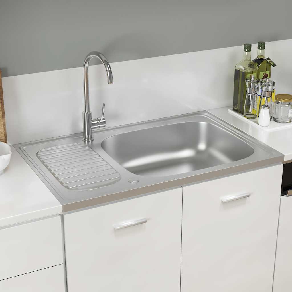 Fregadero de cocina con escurridor acero inox 1000x600x155 mm