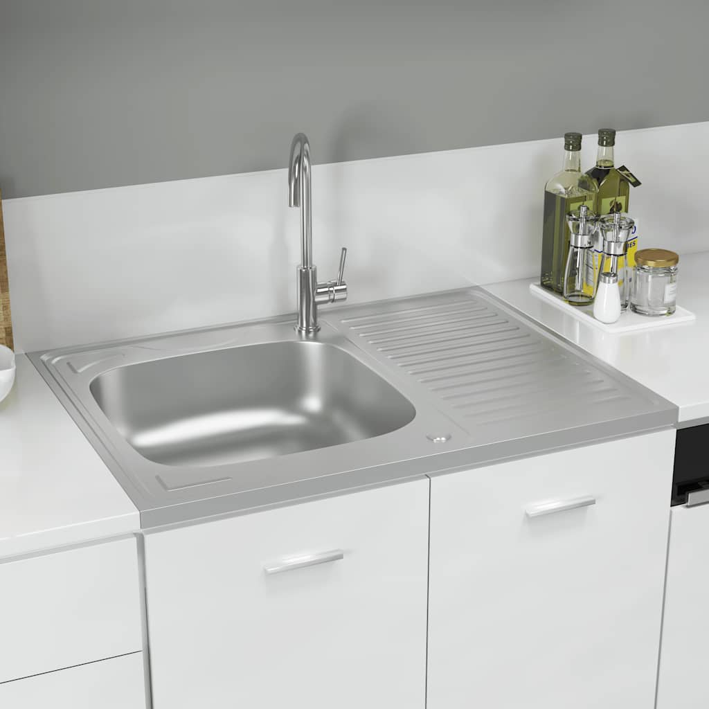 Fregadero de cocina con escurridor acero inox 1000x600x155 mm