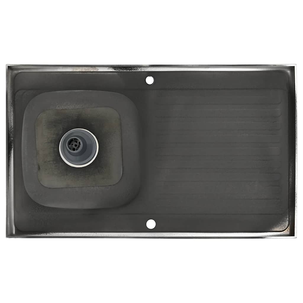 Fregadero de cocina con escurridor acero inox 1000x600x155 mm