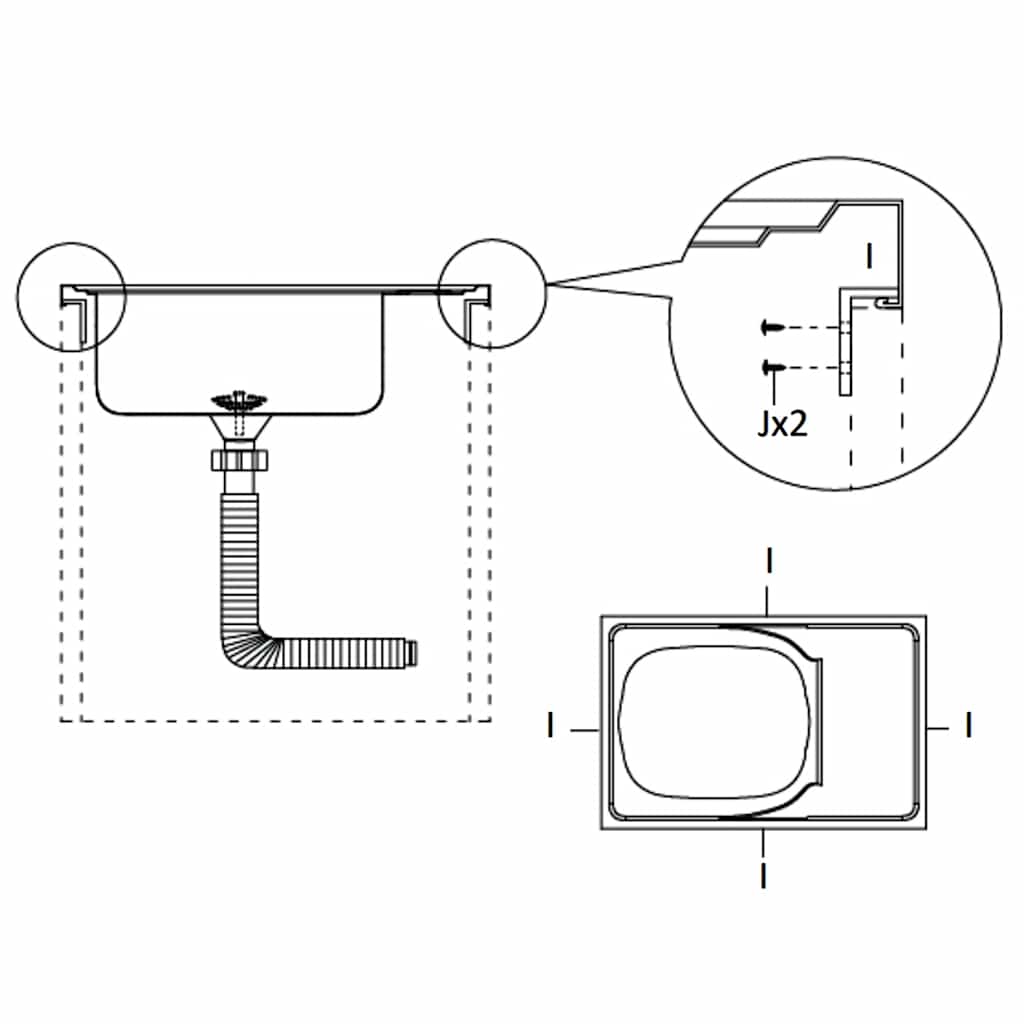Fregadero de cocina con escurridor acero inox 1000x600x155 mm