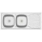 Fregadero de cocina doble seno acero inoxidable 1200x500x155 mm