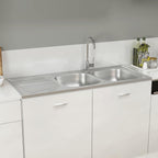 Fregadero de cocina doble seno acero inoxidable 1200x500x155 mm
