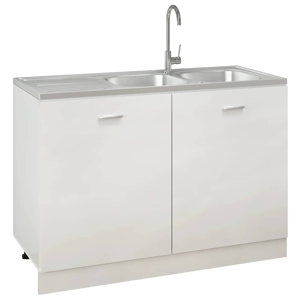 Fregadero de cocina doble seno acero inoxidable 1200x500x155 mm