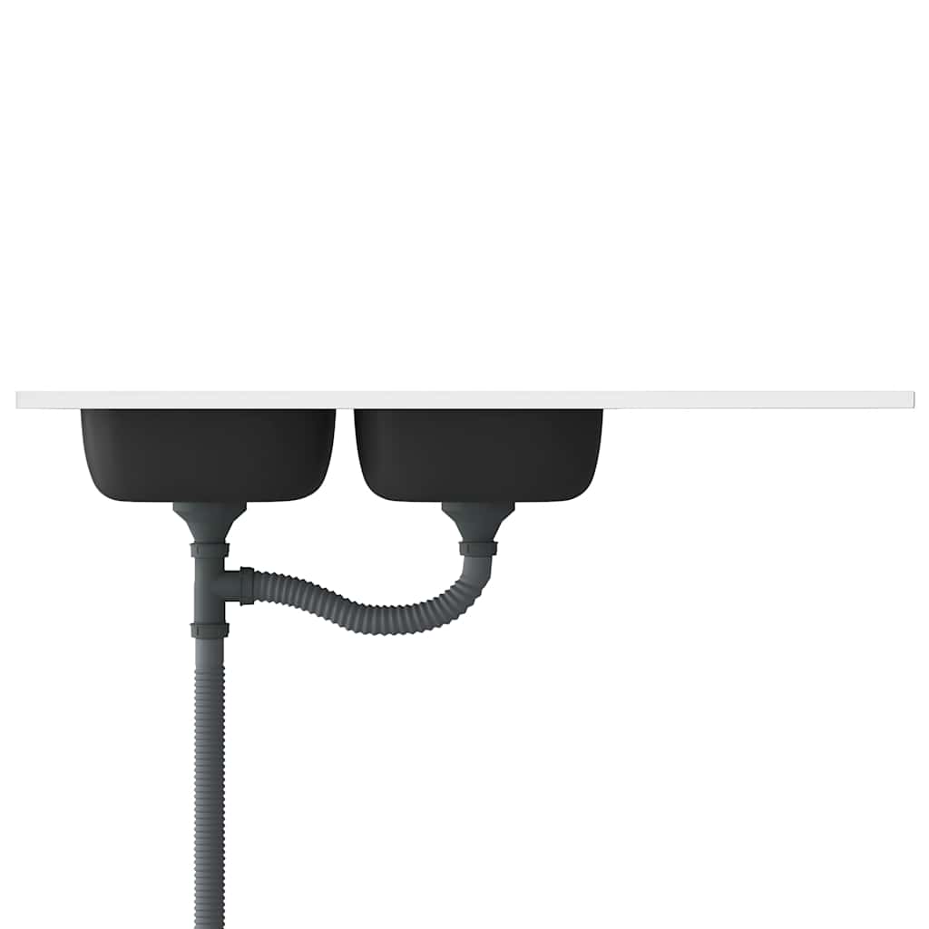 Fregadero de cocina doble seno acero inoxidable 1200x500x155 mm