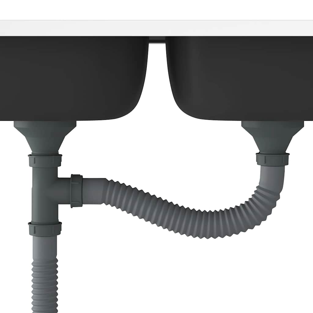 Fregadero de cocina doble seno acero inoxidable 1200x500x155 mm