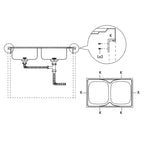 Fregadero de cocina doble seno acero inoxidable 1200x500x155 mm