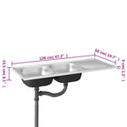 Fregadero de cocina doble seno acero inoxidable 1200x500x155 mm