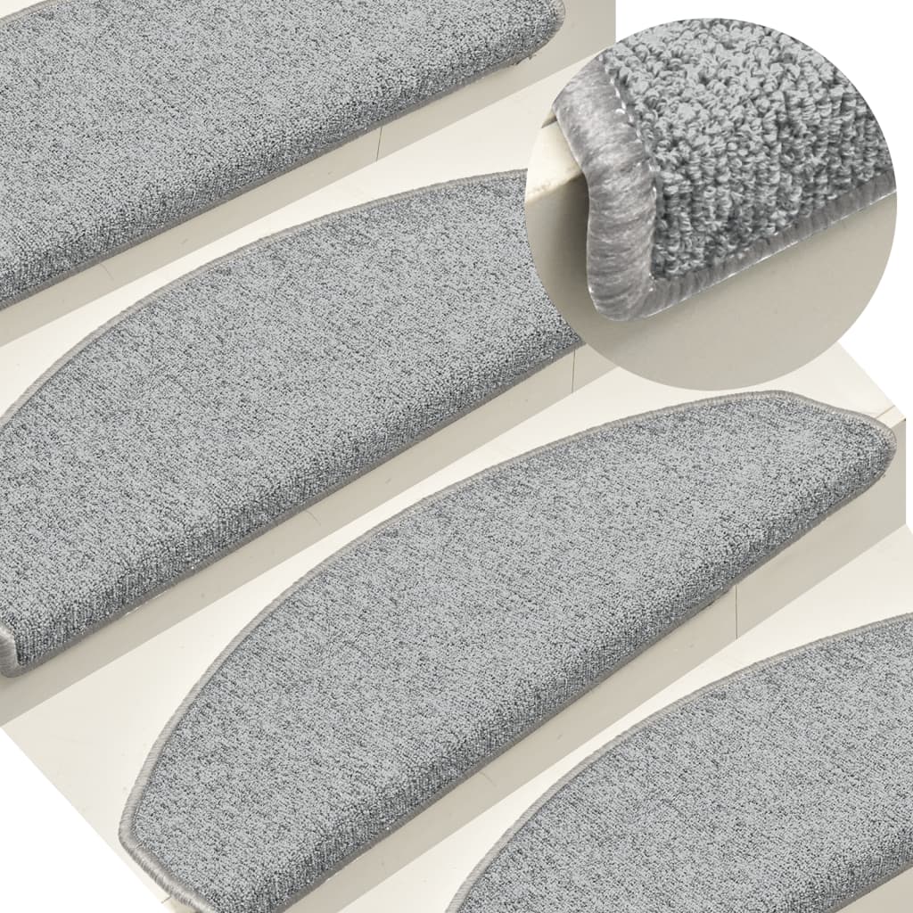 Alfombras de peldaños de escalera 15 uds gris claro 56x17x3 cm