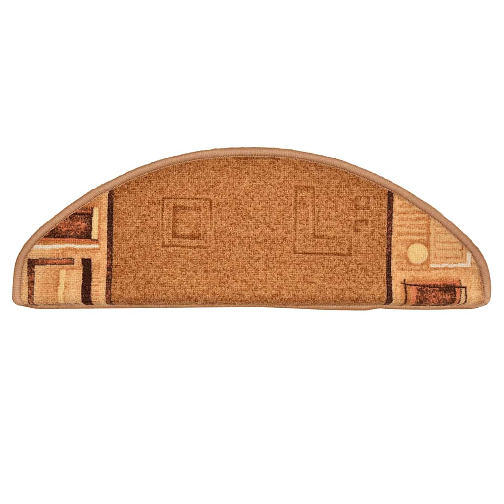 Alfombrilla autoadhesiva de escalera 15 uds beige 65x21x4 cm