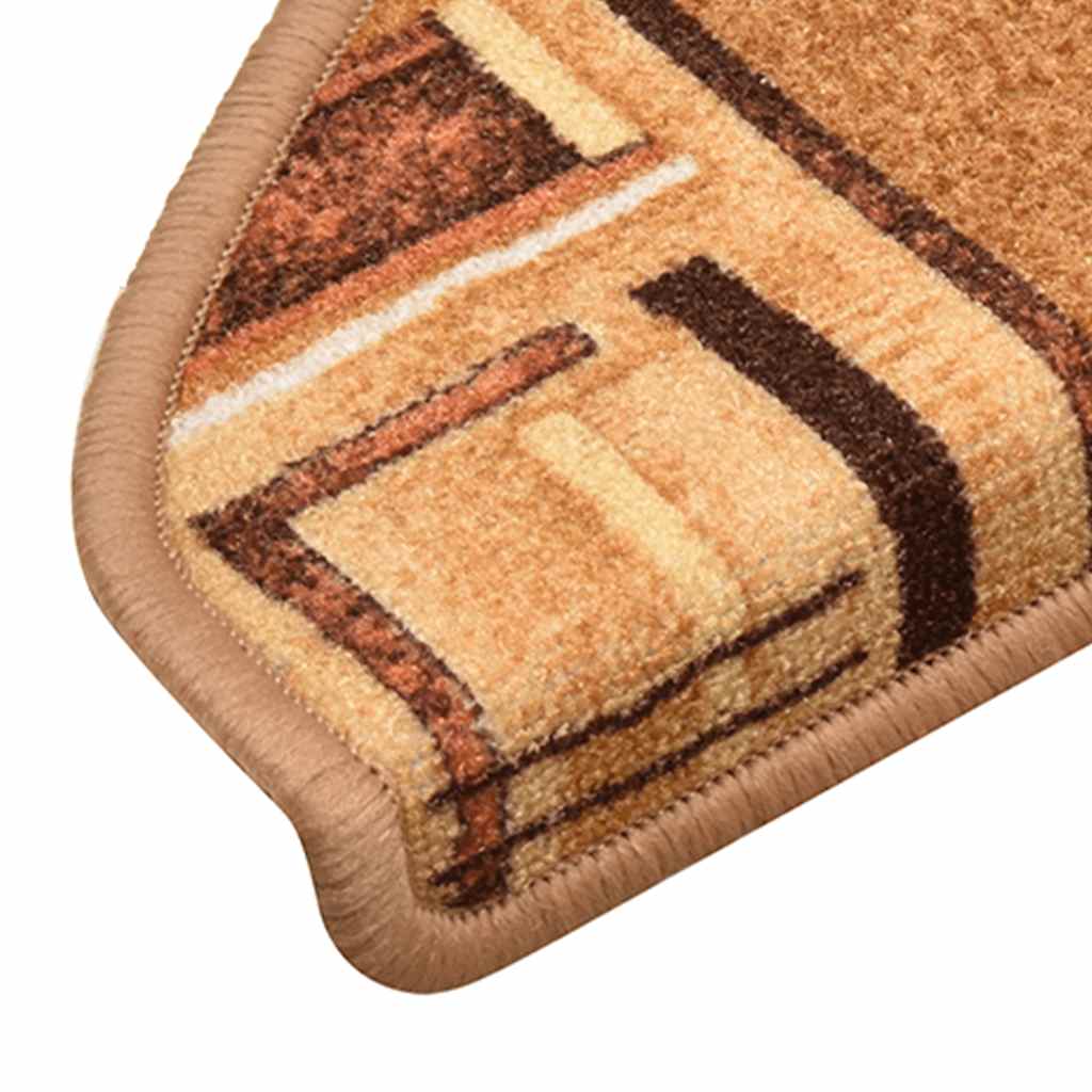 Alfombrilla autoadhesiva de escalera 15 uds beige 65x21x4 cm