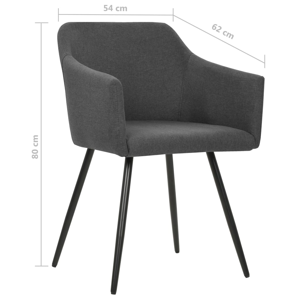 323094 Dining Chairs 2 pcs Dark Grey Fabric