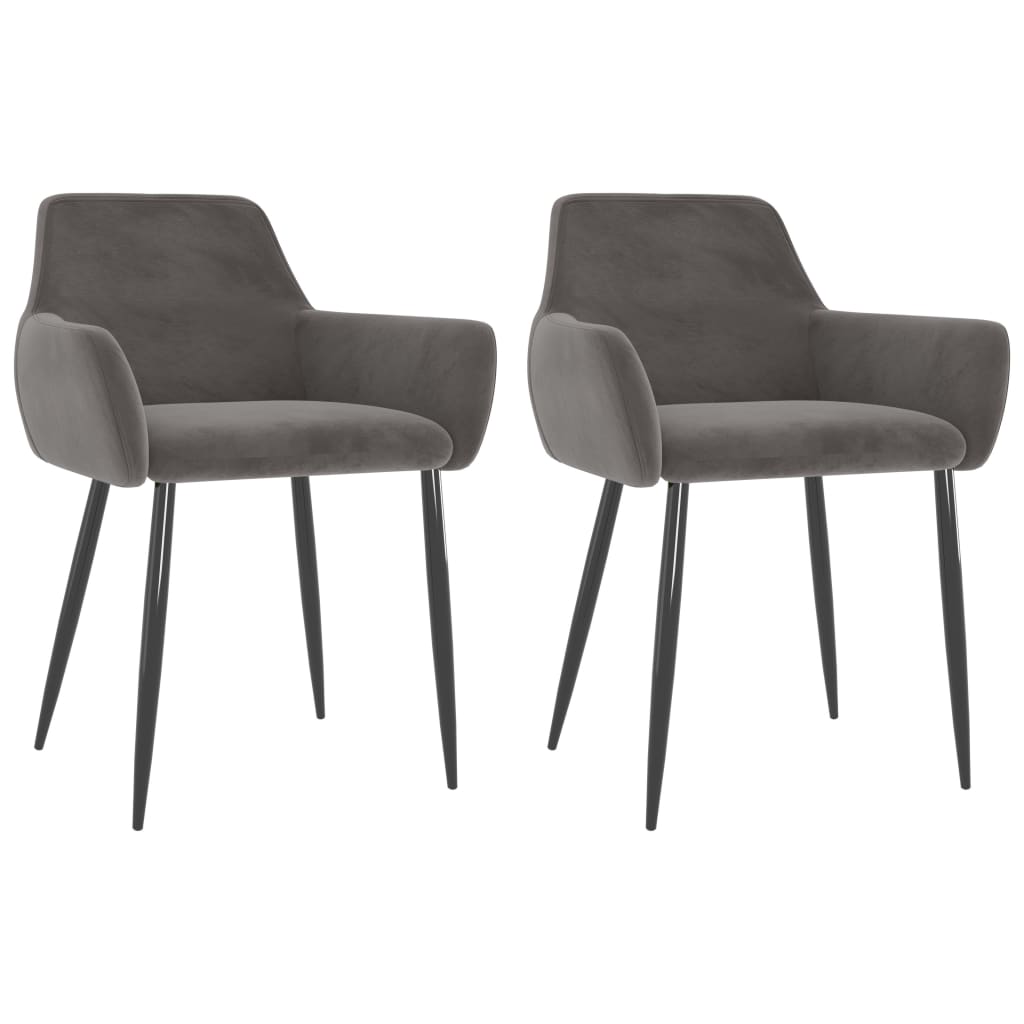 Sillas de comedor 2 unidades terciopelo gris oscuro