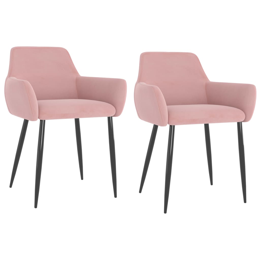 Sillas de comedor 2 unidades terciopelo rosa