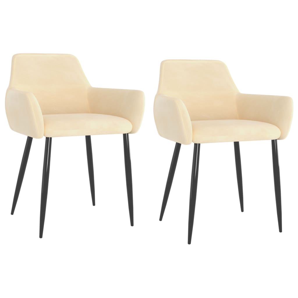 Sillas de comedor 2 unidades terciopelo crema