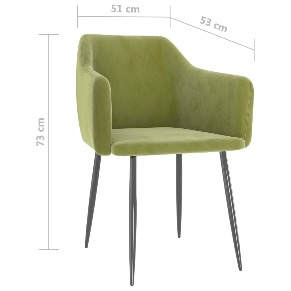 Sillas de comedor 2 unidades de terciopelo verde claro