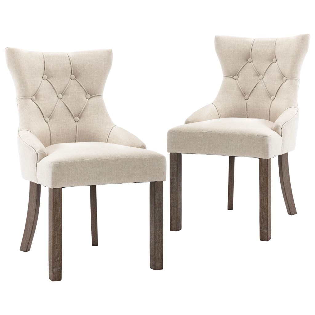 Sillas de comedor 2 unidades de tela beige