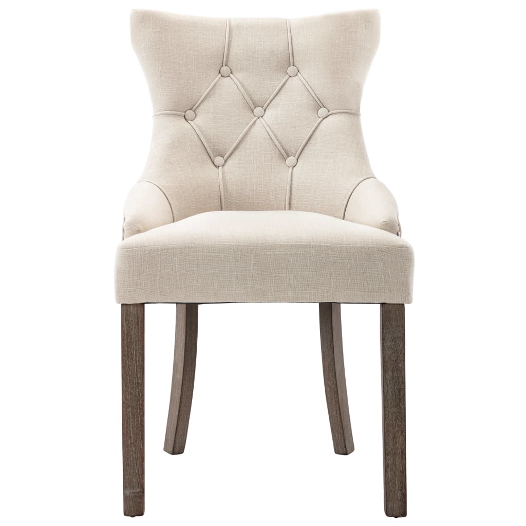 Sillas de comedor 2 unidades de tela beige